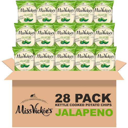 Miss Vickie's Kettle Cooked Potato Chips, Jalapeno, 1.375 Ounce (Pack of 28)
