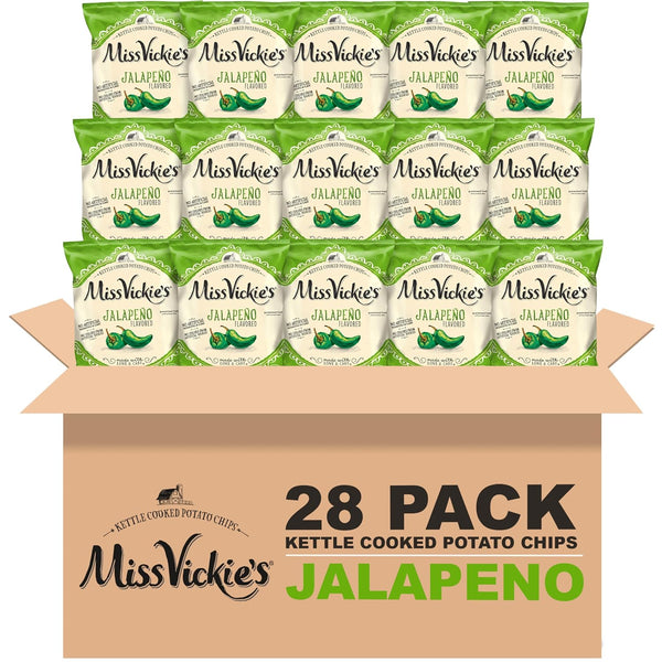 Miss Vickie's Kettle Cooked Potato Chips, Jalapeno, 1.375 Ounce (Pack of 28)