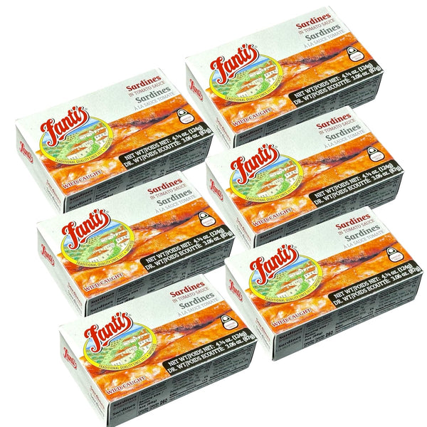 TEAMORE Fantis Sardines in Tomato Sauce Wild-Caught Spanish Style Sardines, Gourmet Canned Seafood,