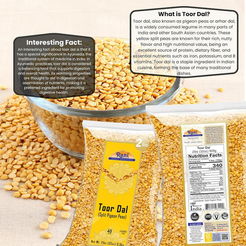 32oz (2lbs) 908g Rani Toor Dal (Split Pigeon Peas) ~ All Natural | Gluten Friendly | NON-GMO | Vegan | Indian Origin