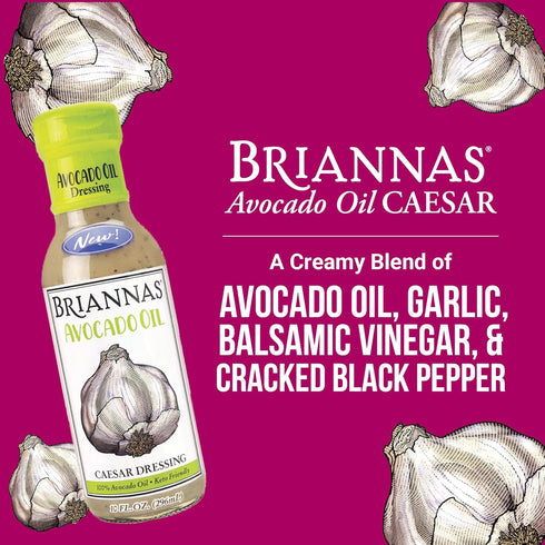 100% 10 oz. BRIANNAS - Avocado Oil Caesar Dressing - Nutrient Rich, Keto Friendly, Dairy Free Salad Dressing made