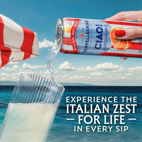 Sanpellegrino 0g 24-Pack CIAO Blood Orange Sparkling Water, Low-Calorie Italian Sparkling Water with Real Fruit Juices