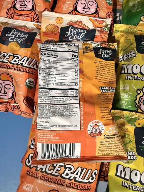 Generic Pack (Pack 12) Organic Cheddar Cheese Puff Space Balls & Intergalactic Onion Rings Variety Gluten Free, Non-GMO