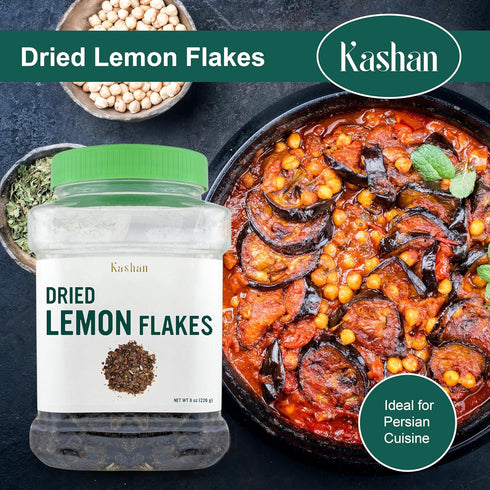 Kashan Dried Lemon Flakes, Limoo Omani, 8oz (226g) - Great for Cooking, Food & Tea Flavoring, Aromatic Seasoning