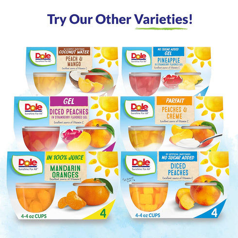 Dole Fruit Bowls No Sugar Added Snacks, Mandarin Oranges, 4oz 24 Cups, Gluten & Dairy Free Bulk Lunch Snacks