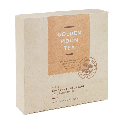 Pack 9 Set Golden Moon Tea Variety - Loose Leaf Tea Sampler - Organic Black, Green, White, and Herbal Teas Gift