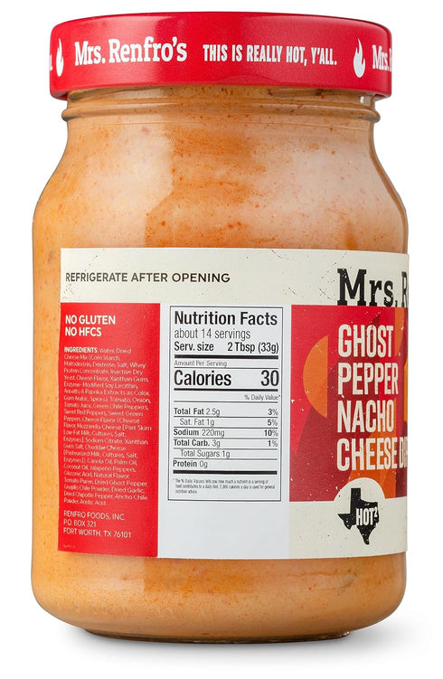 (16-oz. 4-pack) Mrs. Renfros Ghost Pepper Nacho Cheese Dip Gluten Free jars