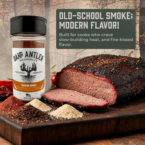 5 Oz Oak & Antler Vaquero Smoke Seasoning, Small-Batch Guajillo Chili BBQ Rub Smoky BBQ Rub & Mexican Spice Blend