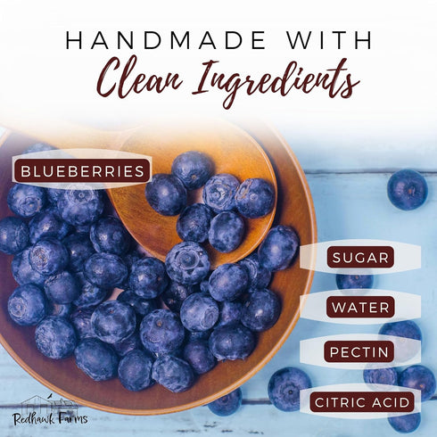 (18 Oz, Pack 2) Redhawk Farms Blueberry Jam - Blueberry Preserves - Homemade Jams, Jellies, & Preserves