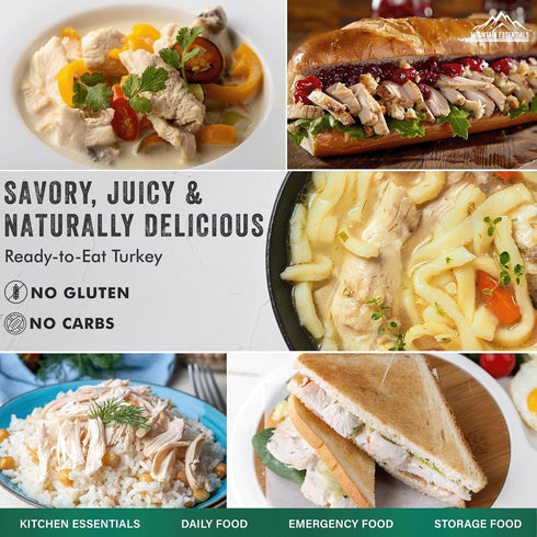 14.5 oz 14g (8 MOUNTAIN ESSENTIALS All Natural Canned Turkey Protein per Serving Servings per Can) Fully Cooked, Ready