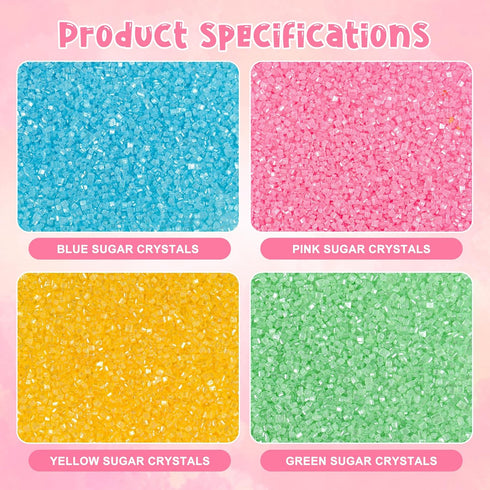 6.5oz Easter Sanding Sugar Edible Pink Blue Yellow Green Sugar Sprinkles for Cake Decorating Crystal Candy Sparkling