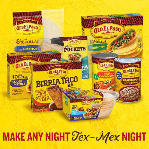 10 12.1 oz Old El Paso Birria Taco Kit with Seasoning, Sauce and Soft Tortillas, Easy Meal Prep, Makes Tacos