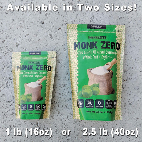 1:1 40oz) Monk Zero - Monk Fruit Sweetener, Non-Glycemic, Keto Approved, Zero Calories, Sugar Substitute (Granular