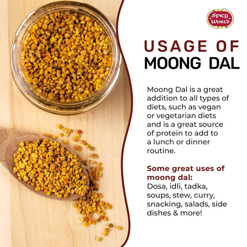 Spicy World 2 LBS 100% Moong Dal (Mung Split Dry Beans) ~ Indian Golden Lentils ~ Natural & Pure - by