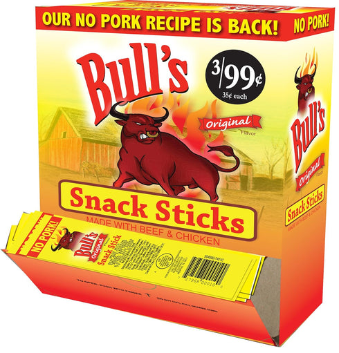 Bull's Original Snack Sticks (No Pork!) - Box of 100