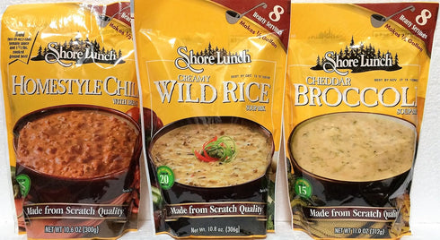 Shore Lunch Soup Mix 3 Pack Bundle - Wild Rice, Cheddar Broccoli, Homestyle Chili