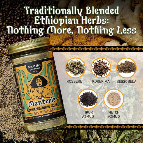 Brundo Spice Company Kibbeh Manteria, Ethiopian Spiced Butter Seasoning, Non-GMO & Organic, 2oz