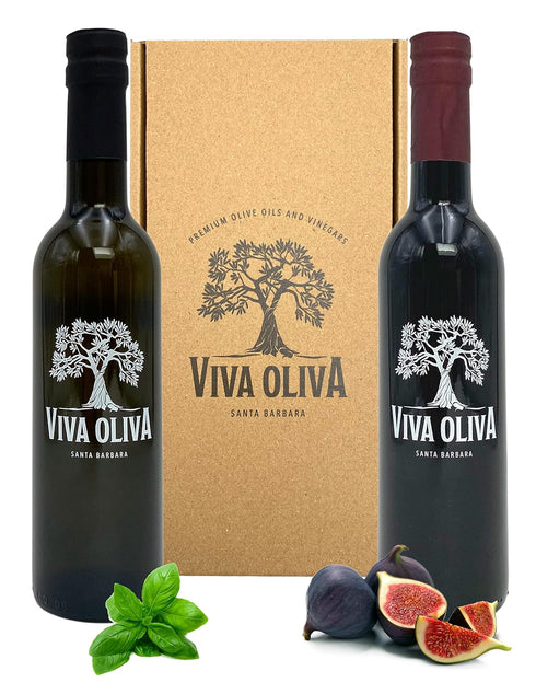 Viva Oliva Two 375ml (12.7oz) Variety Gift Set - Basil Infused Olive Oil &
