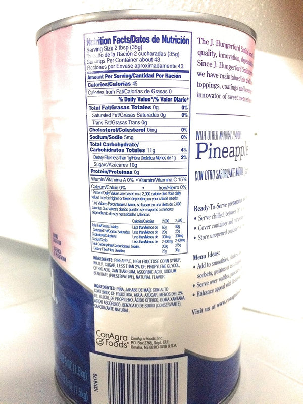 Conagra foods J. Hungerford Smith Pineapple Dessert Topping for Ice Cream