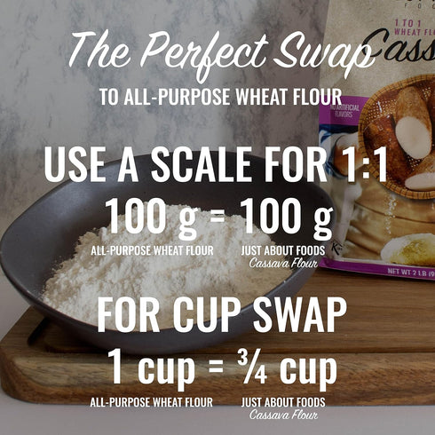 2 LB 1 1 2 LB (908g) Pack 1 Cassava Flour | to Wheat Flour Substitute | Gluten Free, Non-GMO, Paleo and Kosher