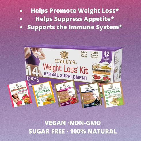 14 42 HYLEYS Day Weight Loss Tea Tea Bags Garcinia Cambogia, Matcha Green Tea, Senna & Natural Flavors Supports Weight