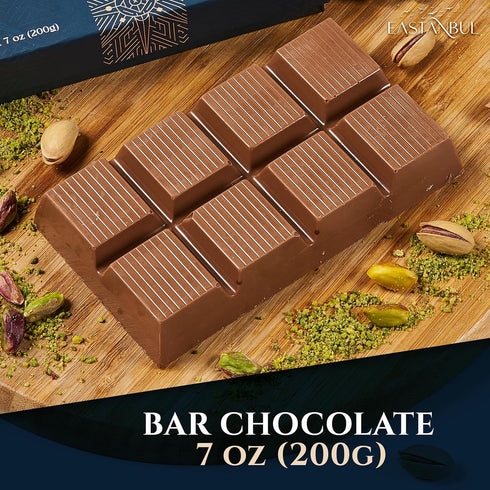 7oz, Eastanbul Angel Hair Dubai Chocolate Bar, Premium Belgium Chocolate with Pistachio Cream and Angel Hair, Turkish