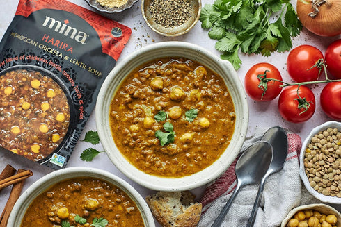 Meals,10 oz Packaged Mina Harira, Moroccan Chickpea & Lentil Soup, Ready to Eat Gluten Free, High In Plant Based