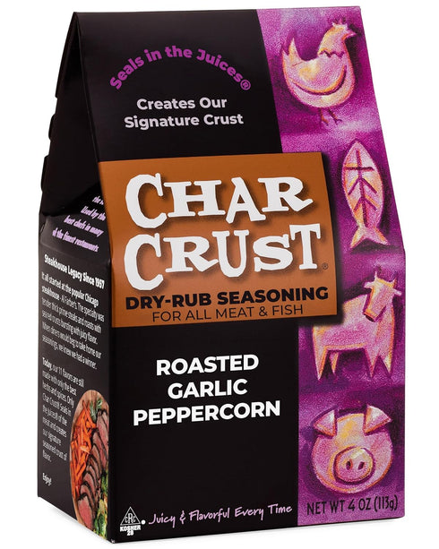 4 (Pack 3) Char Crust Dry-Rub Seasonings Roasted Garlic Peppercorn | All-in-one seasonings | Perfect for Steak