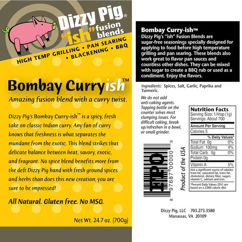 120lbs Dizzy Pig ish Fusion Bombay Curry-ish Blend (Quart Shaker) - Hand Made in the USA - Seasons Around of Food - MSG