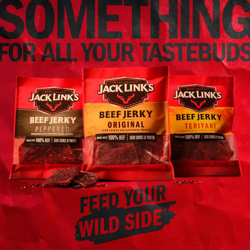 9g 100% Jack Link's Beef Jerky, Peppered, Half Pounder Large Jerky Bag - Flavorful Meat Snack, Ready to Eat Protein
