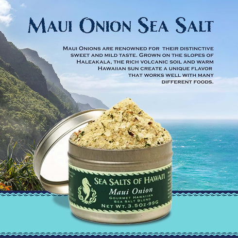 3.5oz.Tin Maui Onion Hawaiian Sea Salt - Made in Hawaii