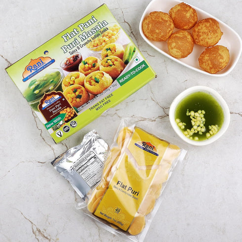 Rani Pani Puri Coins (Uncooked, Microwaveable wheat and Semolina Coins) 7oz (200g) with Pani Puri Masala (14-Spice Blend for Indian Spicy Water) 3.5oz (100g) ~ All Natural | Vegan | NON-GMO