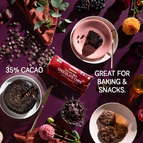 35% 4 8 Oz Just Date Organic Date Sweetened Milk Chocolate Chips / Cacao/Vegan/No Sugar Added/Only Ingredients/Low
