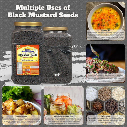 112oz (7lbs) 3.18kg Rani Black Mustard Seeds Whole Spice (Kali Rai) Bulk PET Jar ~ All Natural | Gluten Friendly |