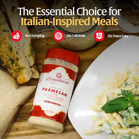 8oz Panacheeza Plant-Based Grated Parmesan Cheese Dairy-Free Vegan Cheese with Cashews, Nutritional Yeast, Garlic