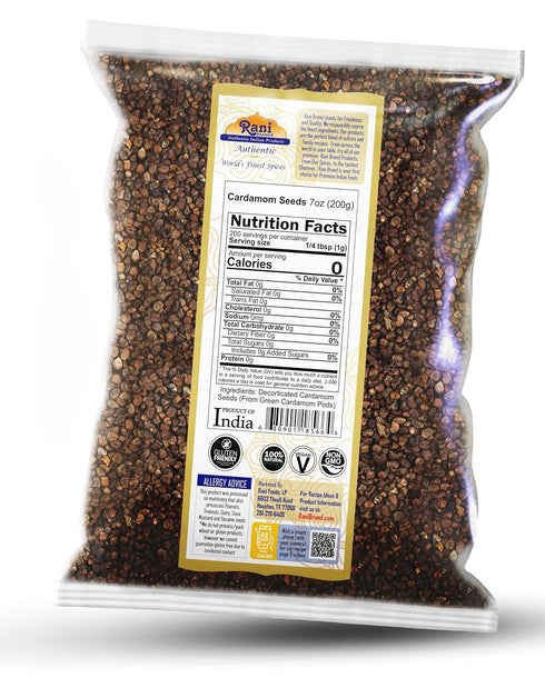 Rani Cardamom (Elachi) Decorticated Seeds, Indian Spice 7oz (200g), All Natural & Vegan