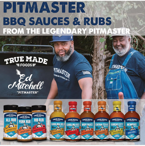 Pack 6 (18 oz, 6 Pack) True Made Foods Ed Mitchell Genuine Pitmaster BBQ Sauce Variety - Flavor Collection for Grilling