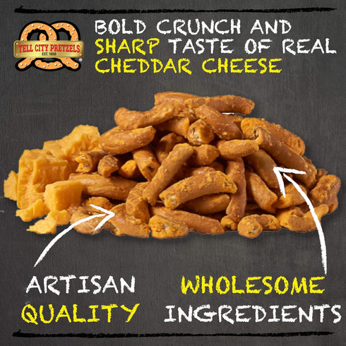 12 oz Tell City Cheddar Cheese Flavored Pretzel Pieces - Homestyle Crunchy Hard Pretzels - Cheddar