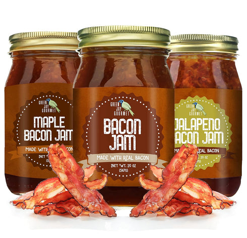 Green Jay Gourmet Bacon Jam Sampler Pack - Classic Spread for Burgers,