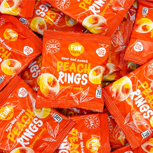 24 Packs Gummy Gummy Peach Rings - - Peach Candies Individually Wrapped - Sweet and Sour Candy for Classroom, Snacking