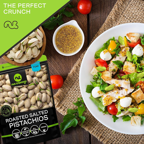 (16oz 1 LB) Packed NUT CRAVINGS - Freshly Roasted & Salted California Pistachios - Fresh in Resealable Bag - Nut Snack