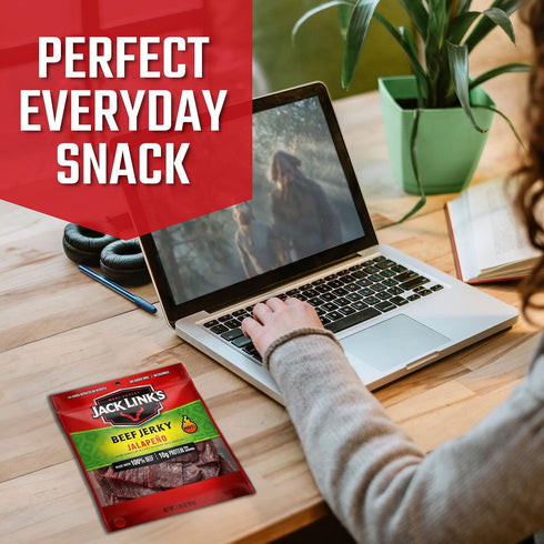 10g 80 100% 2.85 Oz. Jack Link's Beef Jerky, Jalapeno Flavorful Meat Snack, Ready to Eat Protein Snack with of Protein
