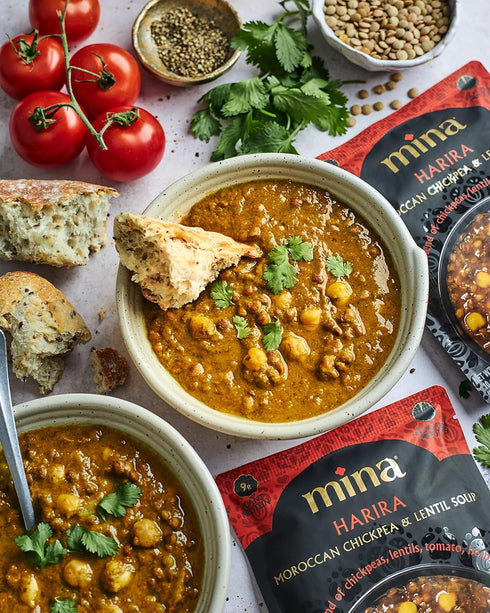 Meals,10 oz Packaged (Pack 6) Mina Harira, Moroccan Chickpea & Lentil Soup, Ready to Eat Gluten Free Soup, High