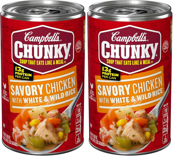 Campbell's Chunky Soup, Savory Chicken with White and Wild Rice Soup, 18.8