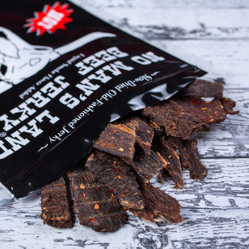17G 8.5oz No Mans Land Premium Beef Jerky | High Protein, Low Carb, Low Calorie Beef Snack | Slow-Dried, Smoked