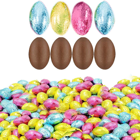 5 The Dreidel Company Easter Chocolate Eggs Pounds (Bulk), Multicolored Foil Wrapped Milk Chocolate, Kosher Certified