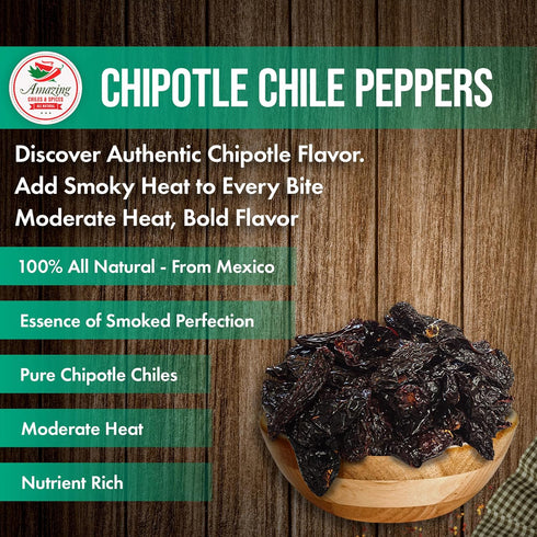 8 oz Dried Chipotle Morita Chile Peppers Robust Smokey Flavor, Use For Mexican Recipes, Mole, Sauces, Tamales, Salsa