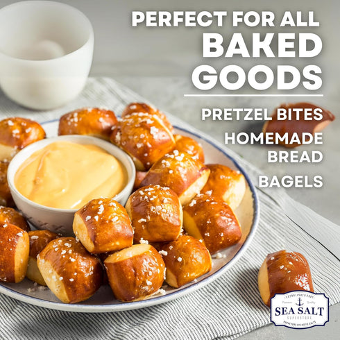 14 oz Pretzel Coarse Sea Salt for Soft Pretzels, Heat Resistant Bagel and Soft Pretzel, All Natural Sea Salt