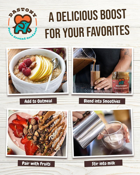 8 oz, Pack 2 Dastony Cinna-Date Sprouted Almond Butter - Raw Almond Butter