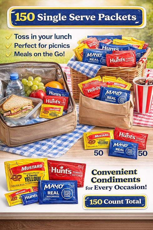 Arthur Nicolas Packets Pack 150 Count Packets Condiment Variety | | Mustard, Ketchup & Mayonnaise | Single Serve